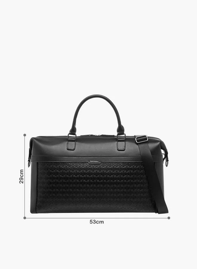 DUCHINI Monogram Embossed Duffle Bag With Zip Closure And Detachable Strap